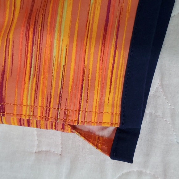 Land's End Boy's Orange Stripe Hydroliner Sport Swim Trunks, Size 8 - Picture 2 of 5